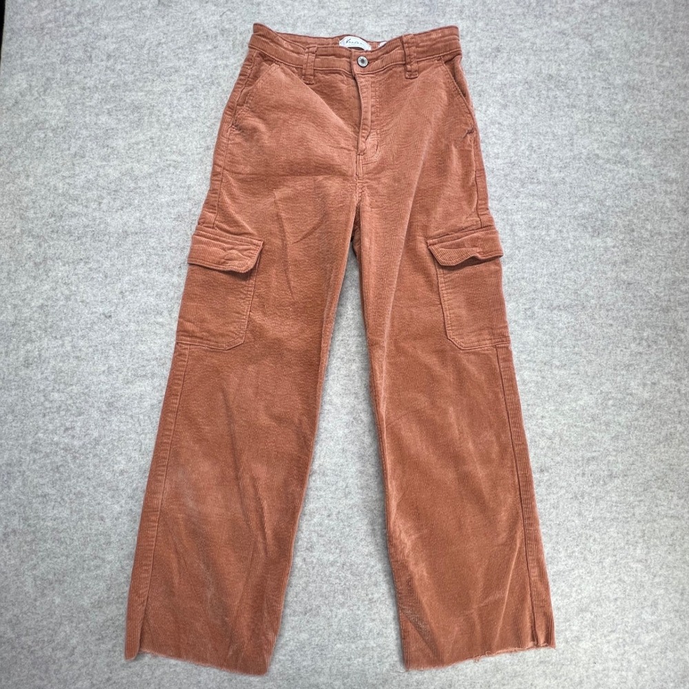 KanCan Corduroy Cargo Pants Women's Size‎ 26 Rust Orange Wide Leg Cropped
